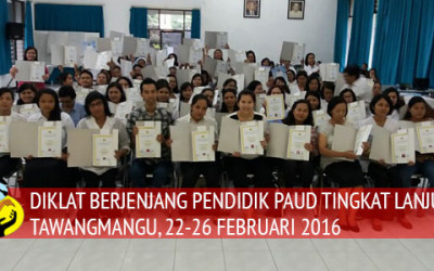 Pelaksanaan Diklat Berjenjang Pendidik PAUD Tingkat Lanjutan