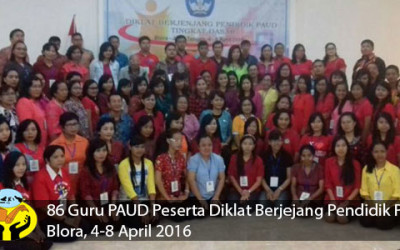 Pelaksanaan Diklat Berjenjang Pendidik PAUD Tingkat Dasar Blora, 4-8 April 2016